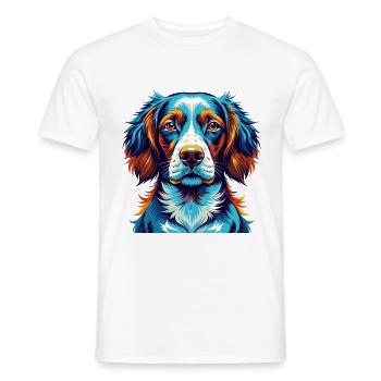 Brittany Dog Breed Colorful Cartoon Kawaii - Men's T-Shirt - white - Front - AI Model Male 178 dark (178cm)