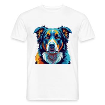 Chien de berger d’Asie centrale Race Dessin animé Kawaii - T-shirt homme - blanc - Devant - AI Model Male 178 dark (178cm)