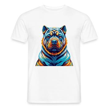 Chinois Shar Pei Chien Race Coloré Dessin Animé Kawaii - T-shirt homme - blanc - Devant - AI Model Male 178 dark (178cm)