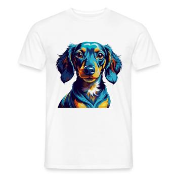 Dachshund Dog Breed Colorful Cartoon Kawaii - Men's T-Shirt - white - Front - AI Model Male 178 dark (178cm)