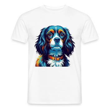 Cavalier Dog Breed Colorful Cartoon Kawaii - Men's T-Shirt - white - Front - AI Model Male 178 dark (178cm)