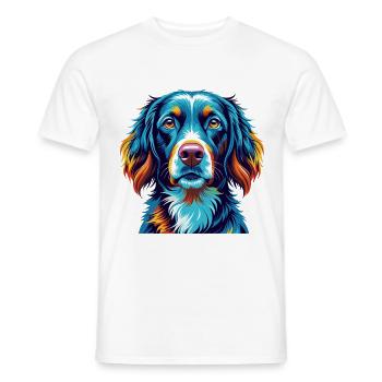 Braque allemand à poil long chien race dessin animé Kawaii - T-shirt homme - blanc - Devant - AI Model Male 178 dark (178cm)