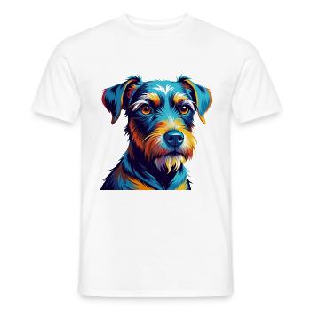 Patterdale Terrier Dog Breed Cartoon Kawaii - Men's T-Shirt - white - Front - AI Model Male 178 dark (178cm)