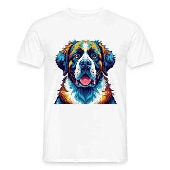 Saint Bernard Chien Race Coloré Dessin Animé Kawaii - T-shirt homme - blanc - Devant - AI Model Male 178 dark (178cm)
