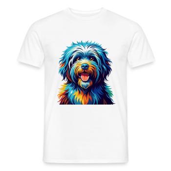 Puli Chien Race Coloré Aquarelle Dessin Animé Kawaii - T-shirt homme - blanc - Devant - AI Model Male 178 dark (178cm)
