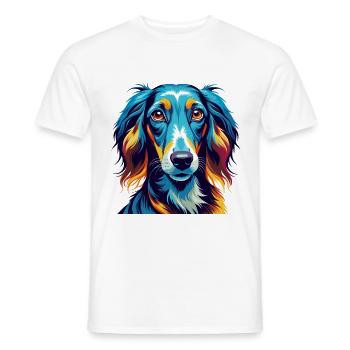 Saluki Dog Breed Colorful Cartoon Kawaii - Men's T-Shirt - white - Front - AI Model Male 178 dark (178cm)