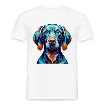 Braque de Weimar Chien Race Coloré Dessin Animé Kawaii - T-shirt homme - blanc - Devant - AI Model Male 178 dark (178cm)