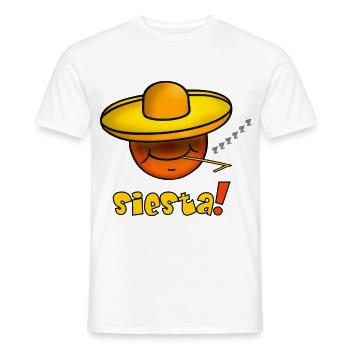 Siesta - Funny Emoticon with Sombrero Hat - Men's T-Shirt - white - Front - AI Model Male 178 dark (178cm)