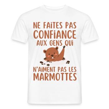 Ne Faites Pas aux gen qui naiment les marmottes - T-shirt homme - blanc - Devant - AI Model Male 178 dark (178cm)