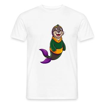 Siegel Lustige Kawaii Cartoon Figur Clipart - Männer T-Shirt - Weiß - Vorne - AI Model Male 178 dark (178cm)
