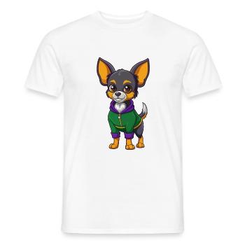 Chihuahua Dog Funny Kawaii Cartoon Character - Men's T-Shirt - white - Front - AI Model Male 178 dark (178cm)