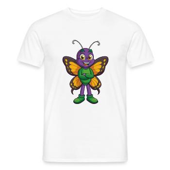 papillon drôle kawaii personnage de dessin animé clipart - T-shirt homme - blanc - Devant - AI Model Male 178 dark (178cm)