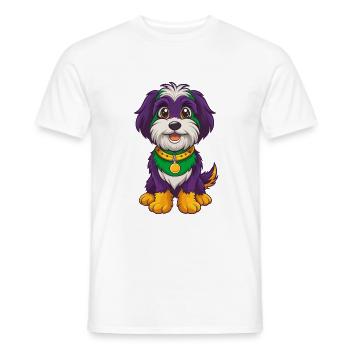Havanese Dog Funny Kawaii Cartoon Character - Men's T-Shirt - white - Front - AI Model Male 178 dark (178cm)