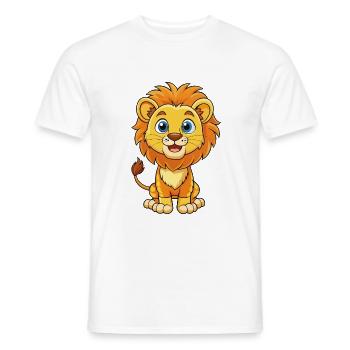 Lion Cute Cartoon Character Kawaii Clipart - Men's T-Shirt - white - Front - AI Model Male 178 dark (178cm)