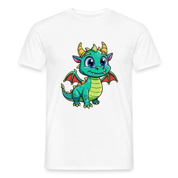 Dragon Cute Cartoon Character Kawaii Clipart - Men's T-Shirt - white - Front - AI Model Male 178 dark (178cm)