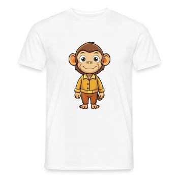 Chimpanzé Mignon Personnage De Dessin Animé Kawaii Clipart - T-shirt homme - blanc - Devant - AI Model Male 178 dark (178cm)