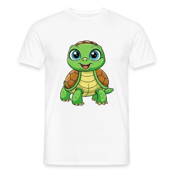Turtle Cute Cartoon Character Kawaii Clipart - Men's T-Shirt - white - Front - AI Model Male 178 dark (178cm)