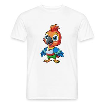 Parrot Cute Cartoon Character Kawaii Clipart - Men's T-Shirt - white - Front - AI Model Male 178 dark (178cm)