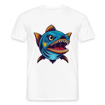 Barracuda Coloré Kawaii Dessin Animé Personnage Animal de compagnie - T-shirt homme - blanc - Devant - AI Model Male 178 dark (178cm)