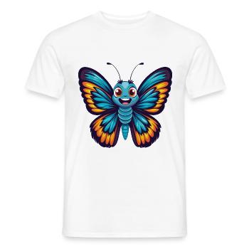 papillon coloré kawaii dessin animé personnage animal de compagnie - T-shirt homme - blanc - Devant - AI Model Male 178 dark (178cm)