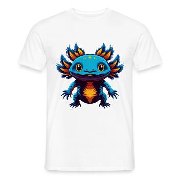 axolotl coloré Kawaii Dessin animé Personnage Clipart - T-shirt homme - blanc - Devant - AI Model Male 178 dark (178cm)
