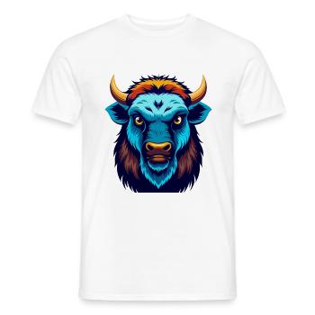 Bison Colorful Kawaii Cartoon Character Clipart - Men's T-Shirt - white - Front - AI Model Male 178 dark (178cm)