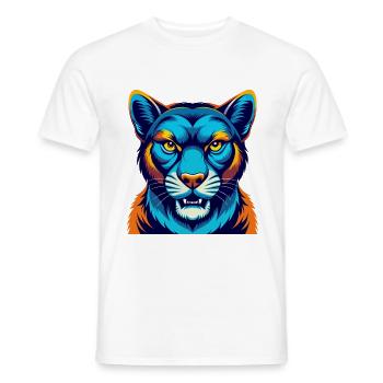 Cougar coloré Kawaii Dessin animé Personnage Clipart - T-shirt homme - blanc - Devant - AI Model Male 178 dark (178cm)