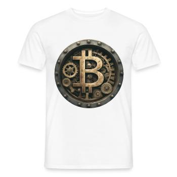 Die Bitcoin-Maschine - Männer T-Shirt - Weiß - Vorne - AI Model Male 178 dark (178cm)
