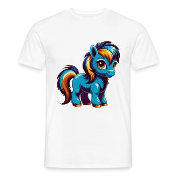 poney coloré kawaii personnage de dessin animé clipart - T-shirt homme - blanc - Devant - AI Model Male 178 dark (178cm)