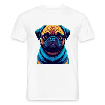 Pug Dog Colorful Kawaii Cartoon Character Clipart - Men's T-Shirt - white - Front - AI Model Male 178 dark (178cm)