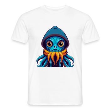 Squid Colorful Kawaii Cartoon Character Clipart - Men's T-Shirt - white - Front - AI Model Male 178 dark (178cm)