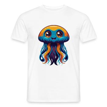 Qualle Bunte Kawaii Cartoon Figur Haustier - Männer T-Shirt - Weiß - Vorne - AI Model Male 178 dark (178cm)