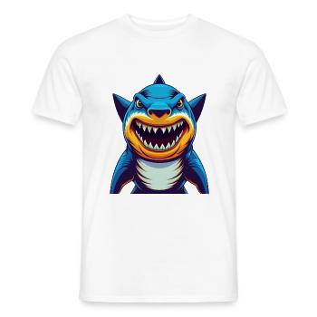 Shark Colorful Kawaii Cartoon Character Clipart - Men's T-Shirt - white - Front - AI Model Male 178 dark (178cm)