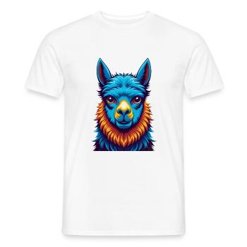 Alpaca Colorful Kawaii Cartoon Character Clipart - Men's T-Shirt - white - Front - AI Model Male 178 dark (178cm)