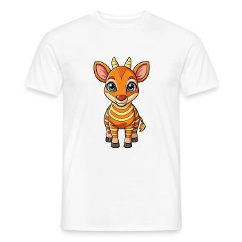 okapi mignon personnage de dessin animé kawaii clipart - T-shirt homme - blanc - Devant - AI Model Male 178 dark (178cm)