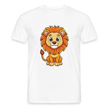 Lion Cute Cartoon Character Kawaii Clipart - Men's T-Shirt - white - Front - AI Model Male 178 dark (178cm)