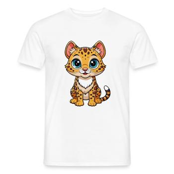 Ocelot Niedliche Zeichentrickfigur Kawaii Clipart - Männer T-Shirt - Weiß - Vorne - AI Model Male 178 dark (178cm)