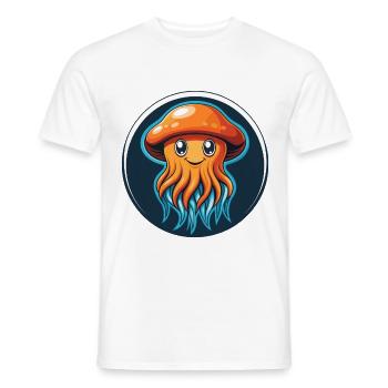 méduse mignon Kawaii dessin animé animal animal logo - T-shirt homme - blanc - Devant - AI Model Male 178 dark (178cm)