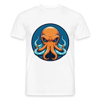 Octopus Cute Funny Kawaii Cartoon Animal Pet Logo - Men's T-Shirt - white - Front - AI Model Male 178 dark (178cm)