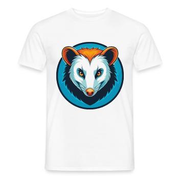 Opossum mignon drôle Kawaii dessin animé animal de compagnie logo - T-shirt homme - blanc - Devant - AI Model Male 178 dark (178cm)