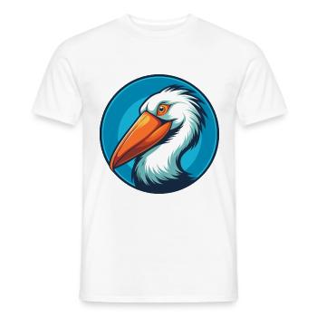 Pélican mignon drôle Kawaii dessin animé Animal Animal Logo - T-shirt homme - blanc - Devant - AI Model Male 178 dark (178cm)