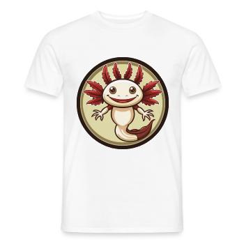 axolotl coloré Kawaii Dessin animé Personnage Clipart - T-shirt homme - blanc - Devant - AI Model Male 178 dark (178cm)