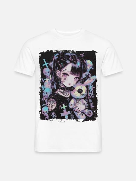 Anime Mädchen Goth Bunny Puppe Gothic Geschenk - Männer T-Shirt - Weiß