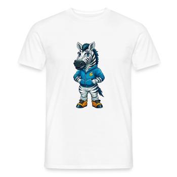 Zebra Cool Kawaii Cartoon Character Clipart - Men's T-Shirt - white - Front - AI Model Male 178 dark (178cm)