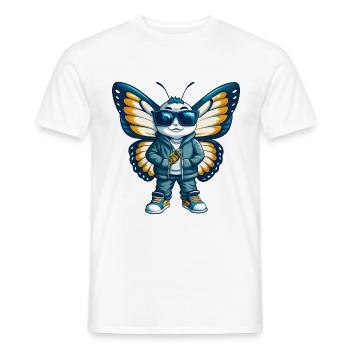 papillon cool personnage de dessin animé Kawaii Clipart - T-shirt homme - blanc - Devant - AI Model Male 178 dark (178cm)