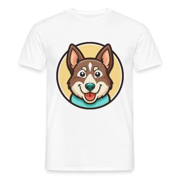 Lundehund Chien Race Dessin animé Kawaii Clipart Animal - T-shirt homme - blanc - Devant - AI Model Male 178 dark (178cm)