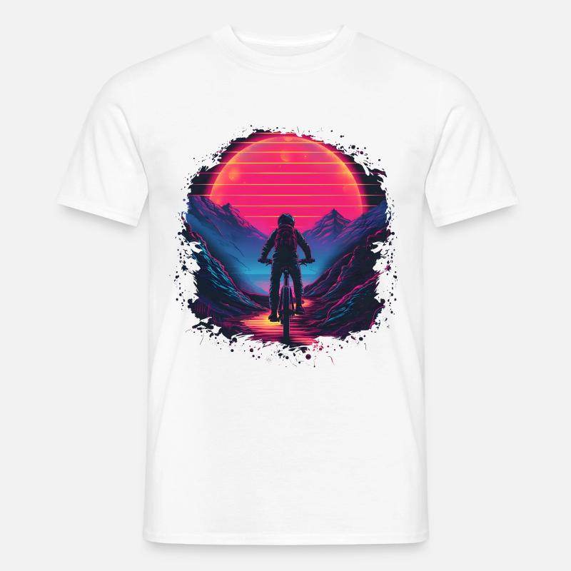 Mountainbiking Synthwave - Männer T-Shirt - Weiß