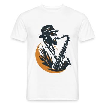 Saxophonist Graphics - Men's T-Shirt - white - Front - AI Model Male 178 dark (178cm)