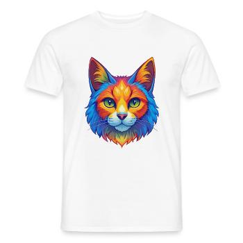 Chat turc de Van, dessin animé kawaii, animal de compagnie - T-shirt homme - blanc - Devant - AI Model Male 178 dark (178cm)