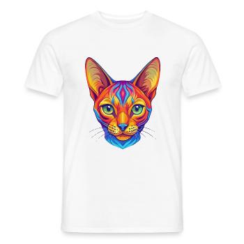 Ocicat Chat Race Dessin Animé Kawaii Animal Pet - T-shirt homme - blanc - Devant - AI Model Male 178 dark (178cm)